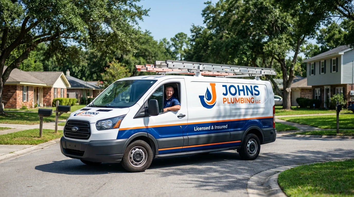 Johns Plumbing LLC service van in Williamsport, MD