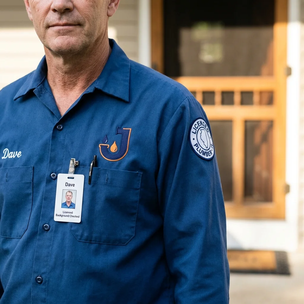 Licensed plumber showing ID badge in Williamsport, MD